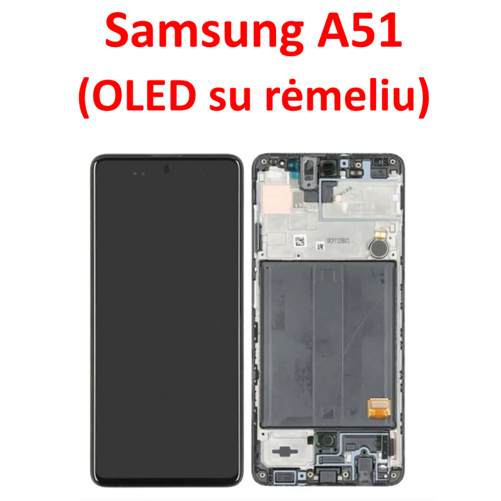 Samsung A51 ekranas (OLED) su rėmeliu