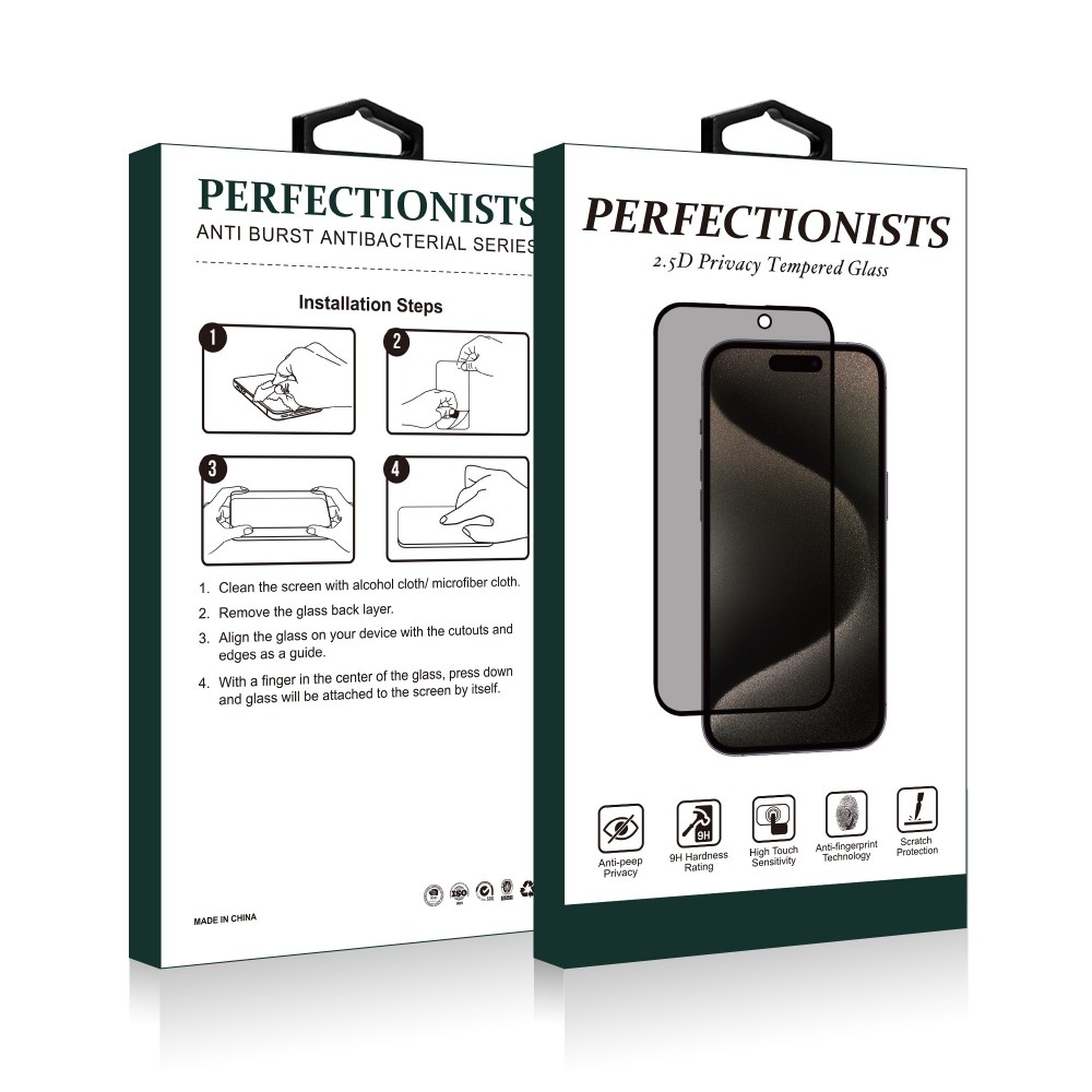 iPhone 15 Apsauginis stiklas Privacy Perfectionists 2.5D